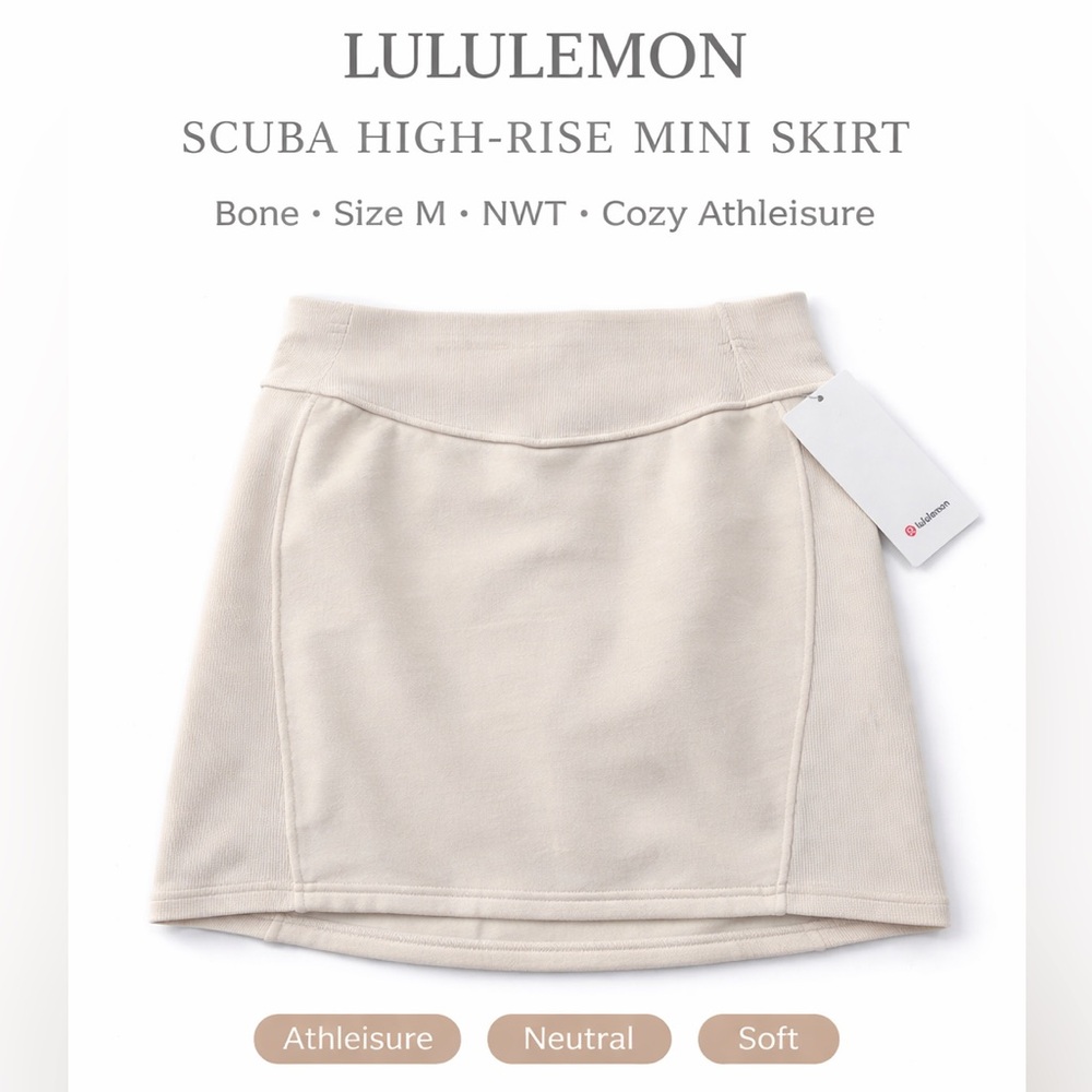 Lululemon Scuba HR Mini Skirt Bone M NWT Cozy Athleisure Soft